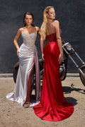 Strapless Special Occasion Dress w/ Pointed Sweetheart Neckline & Boned Bodice CDCD722